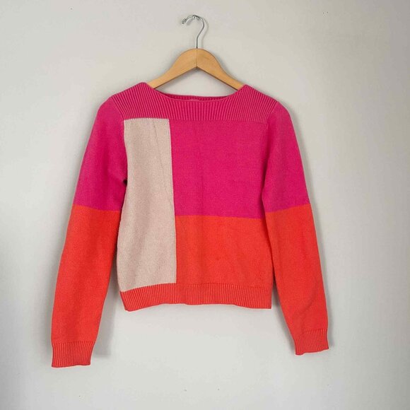 THML Boutique Colorblock Pink Orange Red Sweater Size Small - Picture 1 of 5